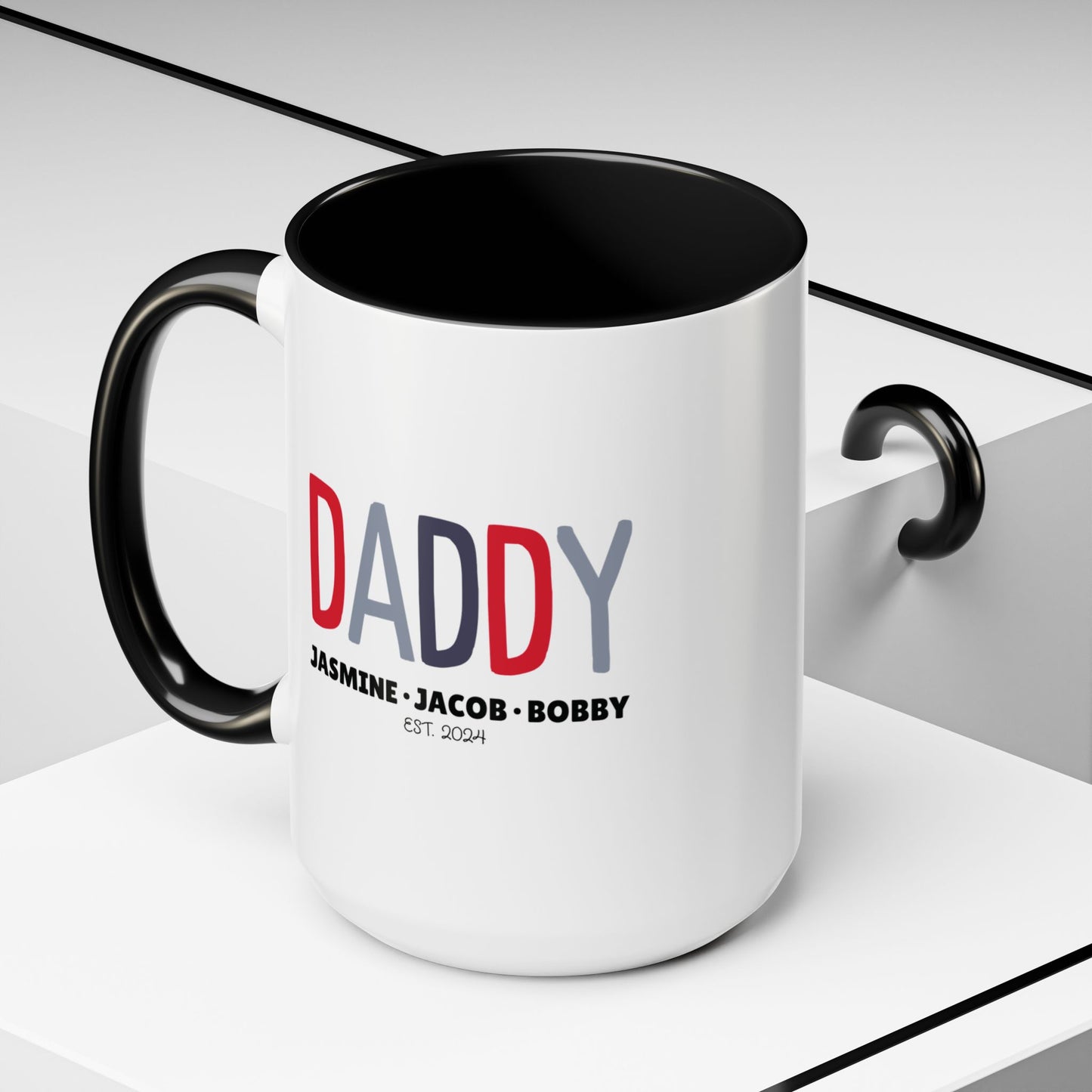 Personalized Daddy Coffee Mug with Kids Names - Custom Dad Gifts for Father's Day