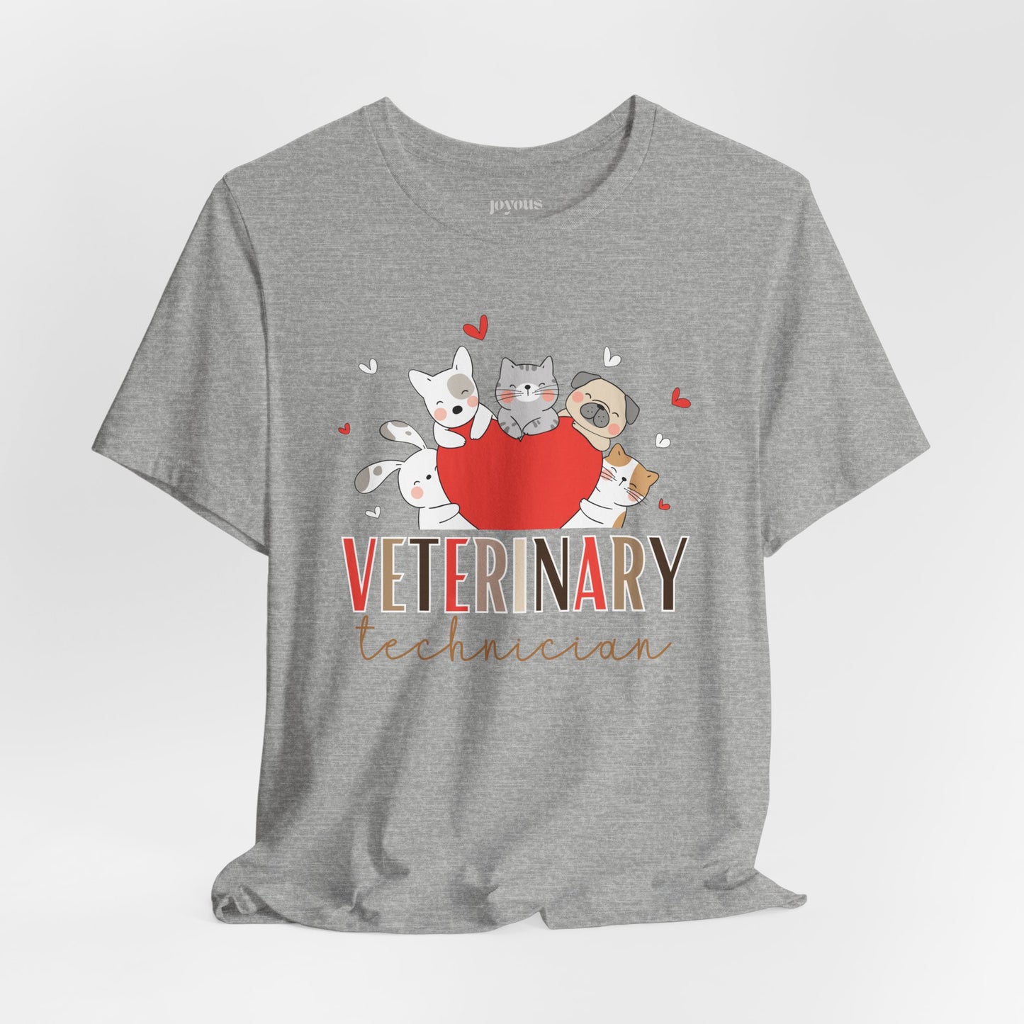 Cute Veterinary Technician Soft Cotton Tee with Dogs and Cats for VET Technician