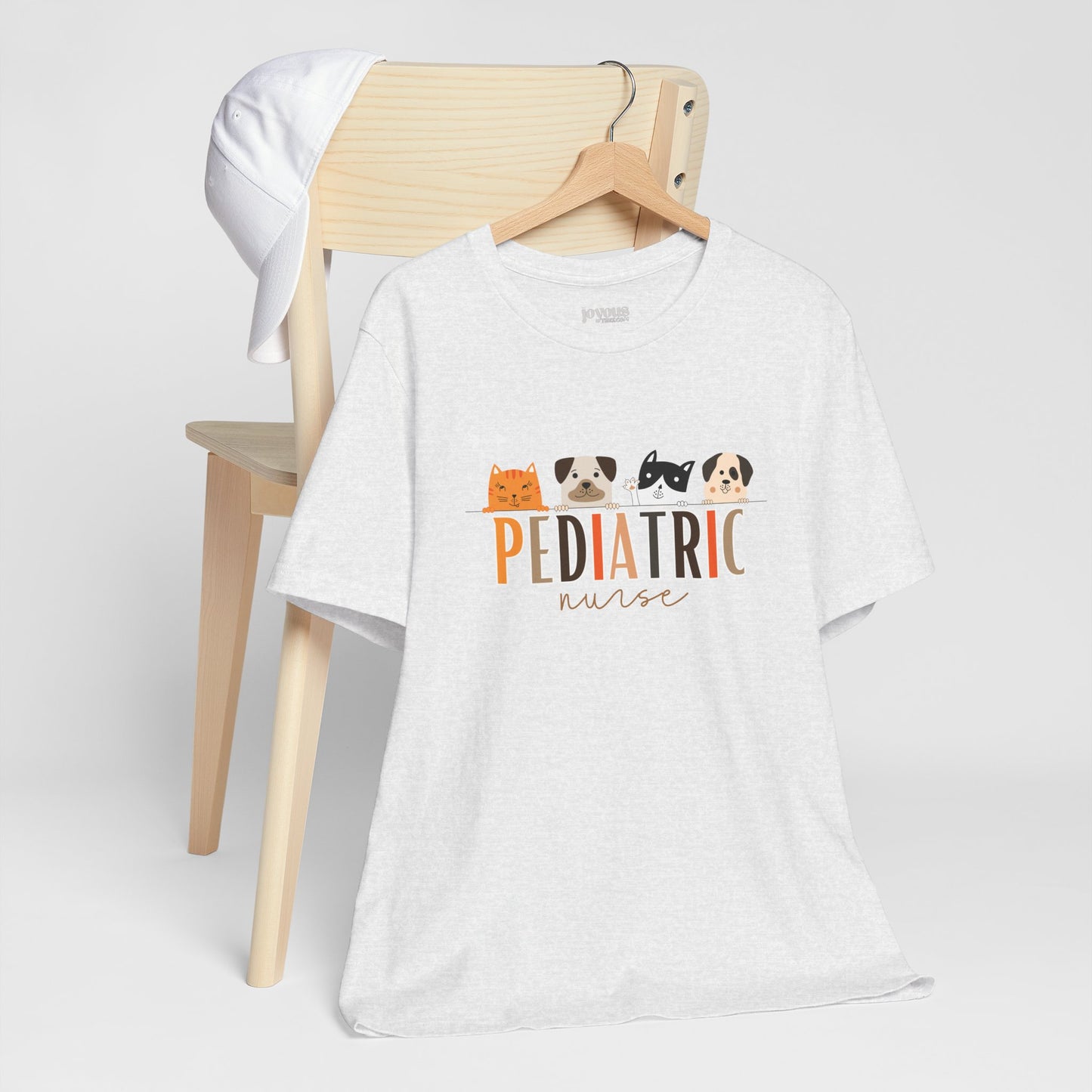 Cute Pediatric Nurse Soft Cotton Tee with Dogs and Cats for PEDS Nurse