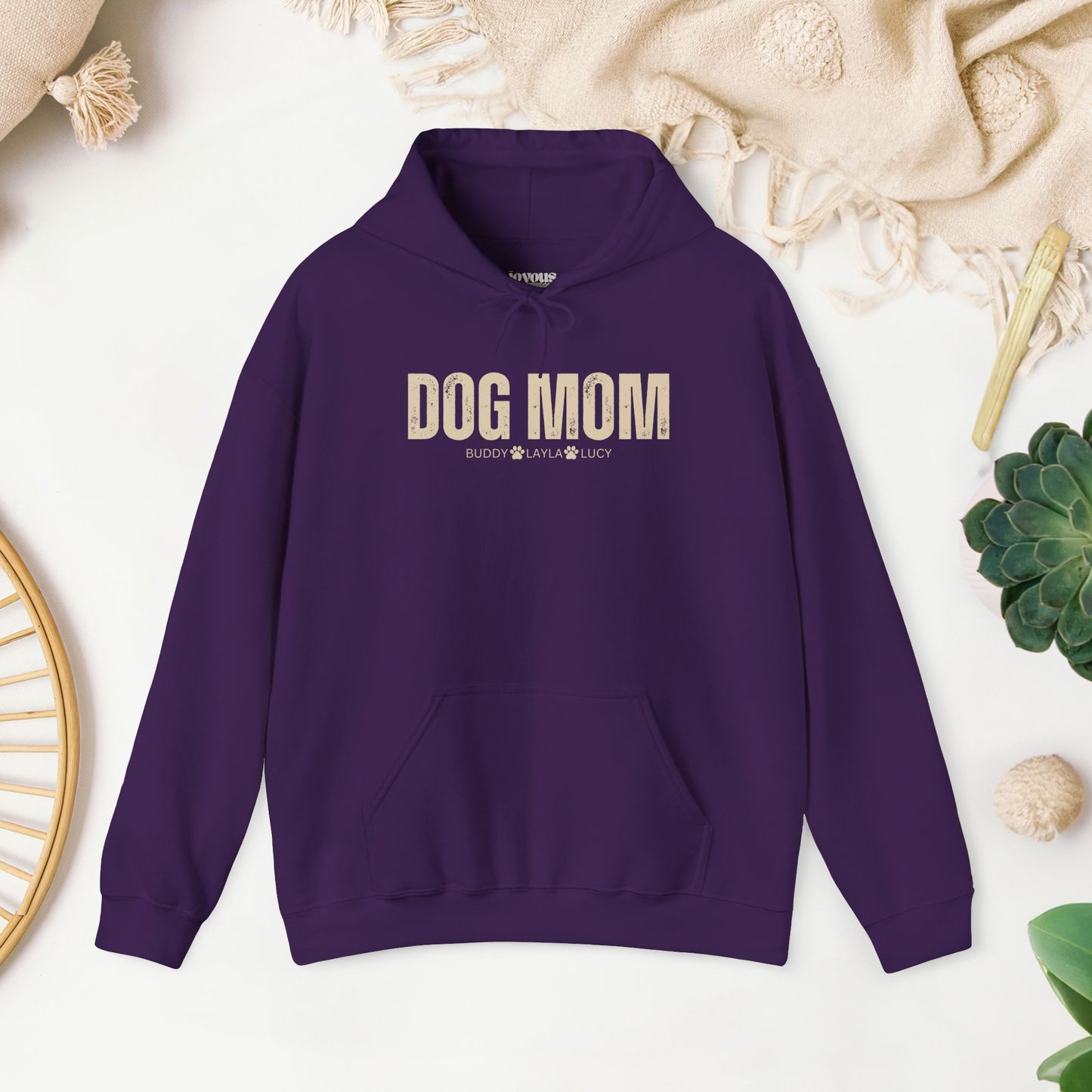 Custom Dog Mom Hoodie with Dogs Name - Personalized Gift for Dog Mom