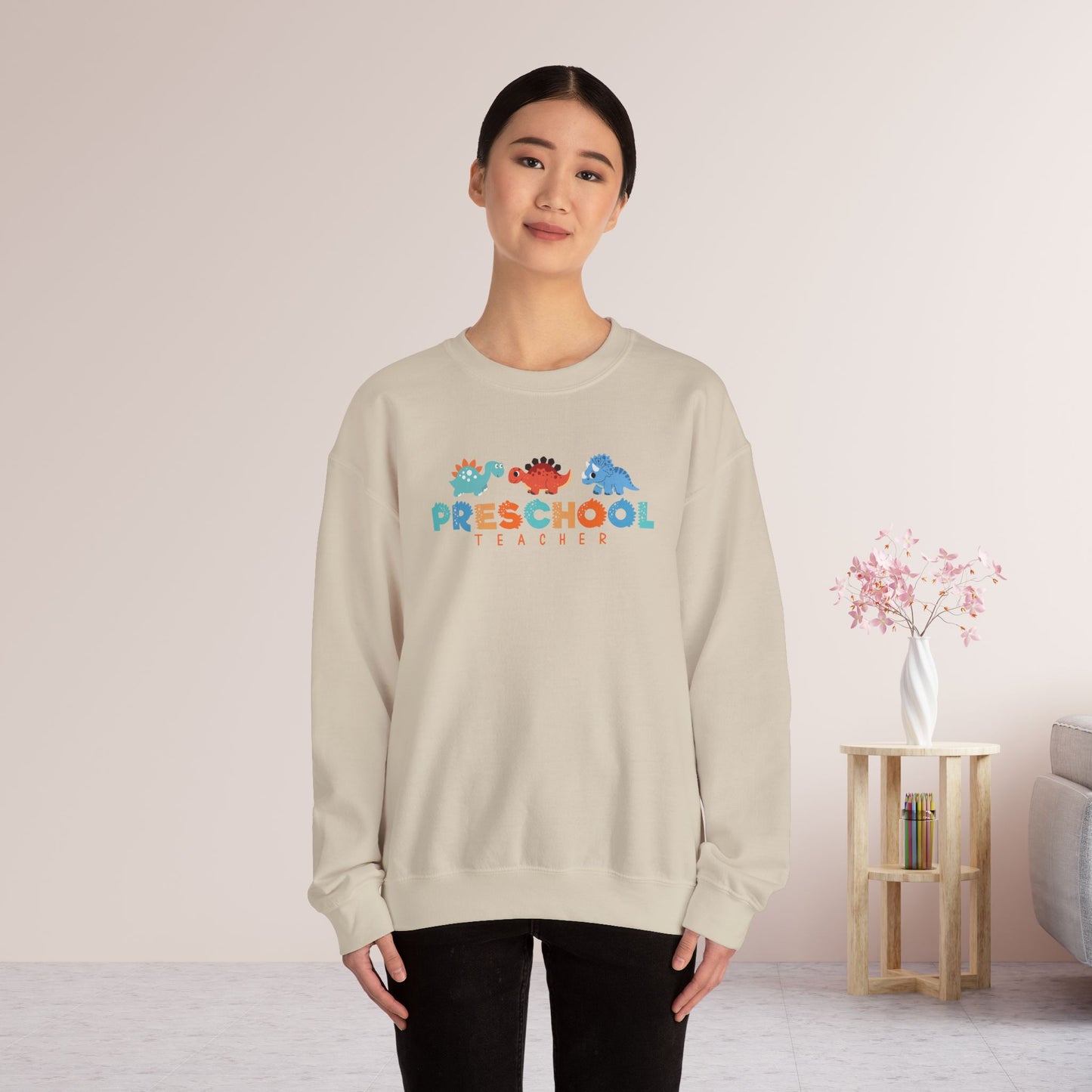 Preschool Teacher Sweatshirt with Dinosaurs