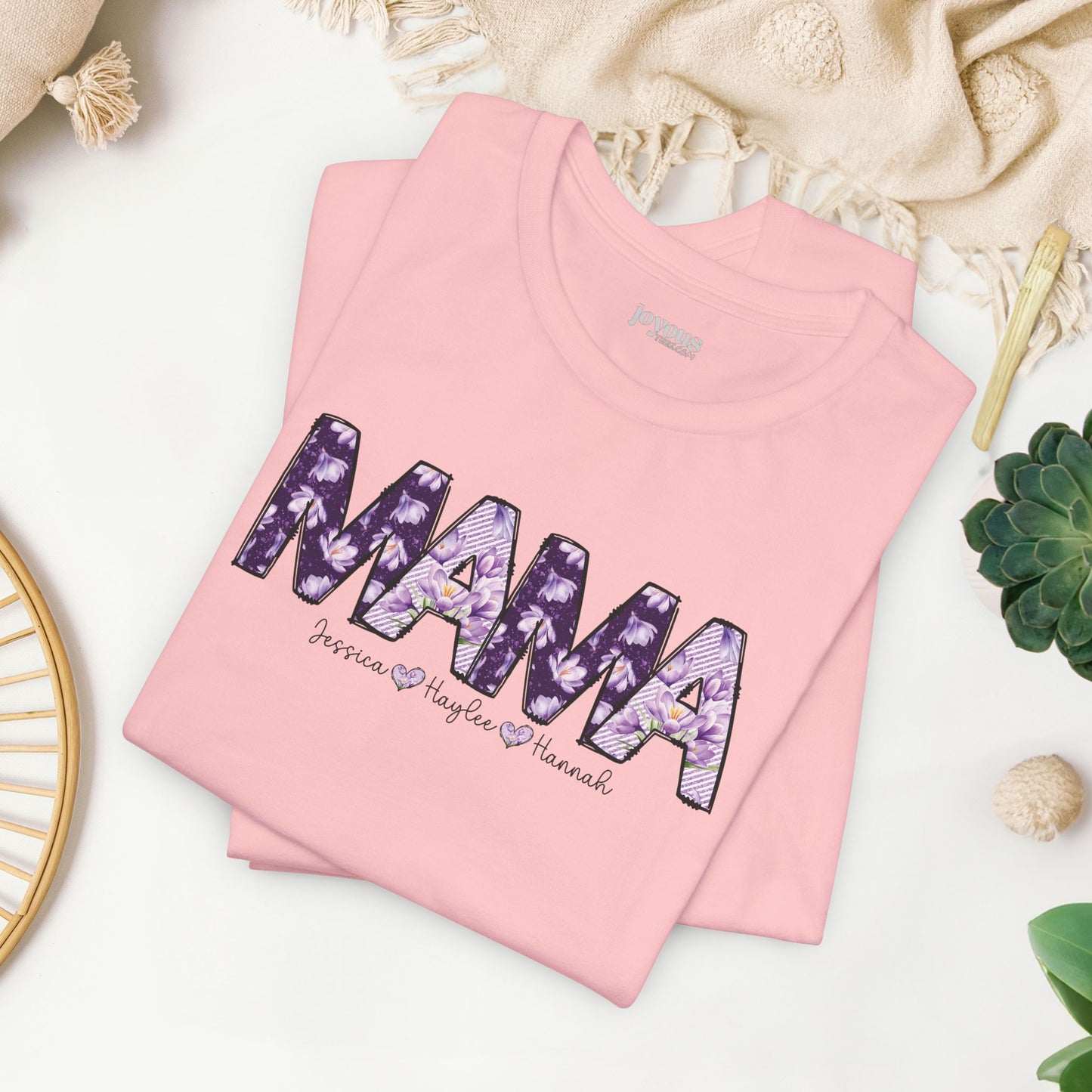 Custom Mama Soft Cotton Tee with Kids Names - Personalized Gift for Mom