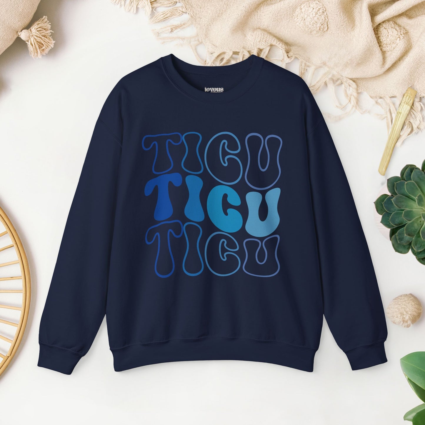 Groovy Blue TICU Sweatshirt - Trauma ICU Nurse Sweater