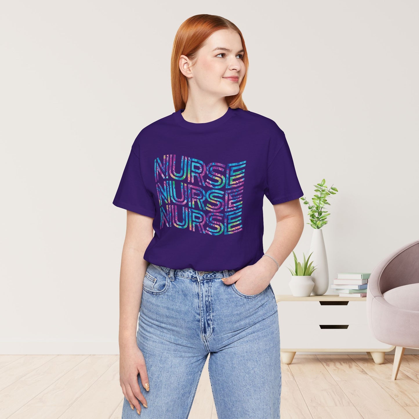Tie Dye Wavy Nurse Shirt - Registered Nurse Soft Cotton Tee