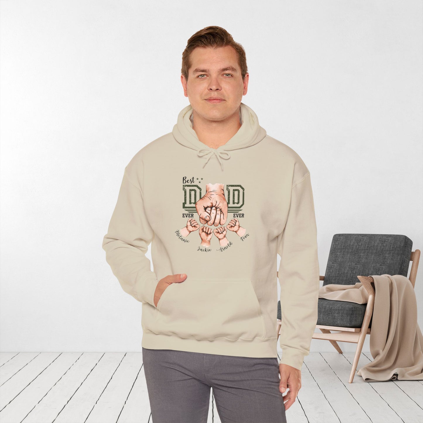 Custom Dad Hoodie with Kids Name - Personalized Gift for Dad