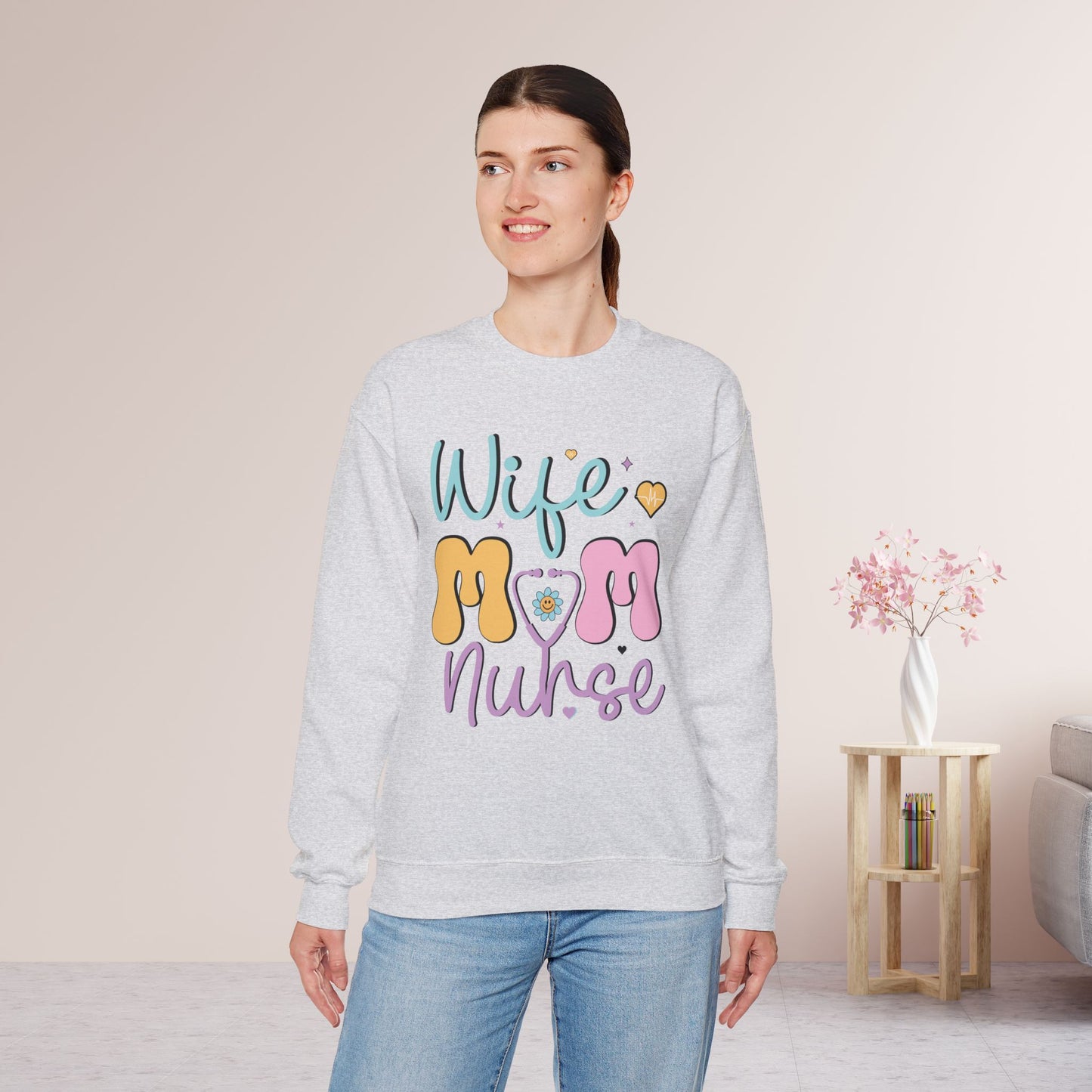 Wife Mom Nurse Sweatshirt - Groovy Nurse Sweatshirt