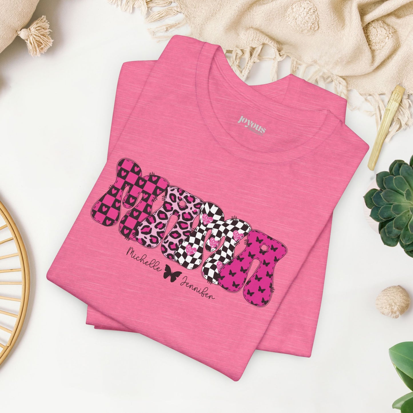 Custom Mama Soft Cotton Tee with Kids Names - Personalized Gift for Mom