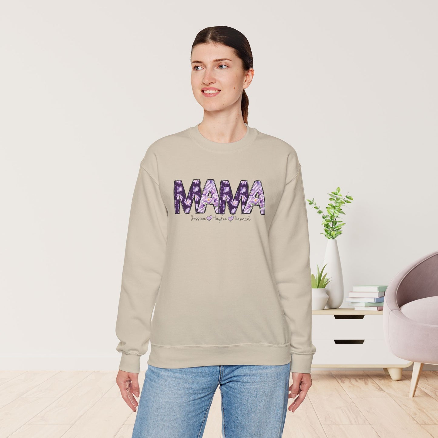 Custom Mama Sweatshirt with Kids Name - Personalized Gift for Mom