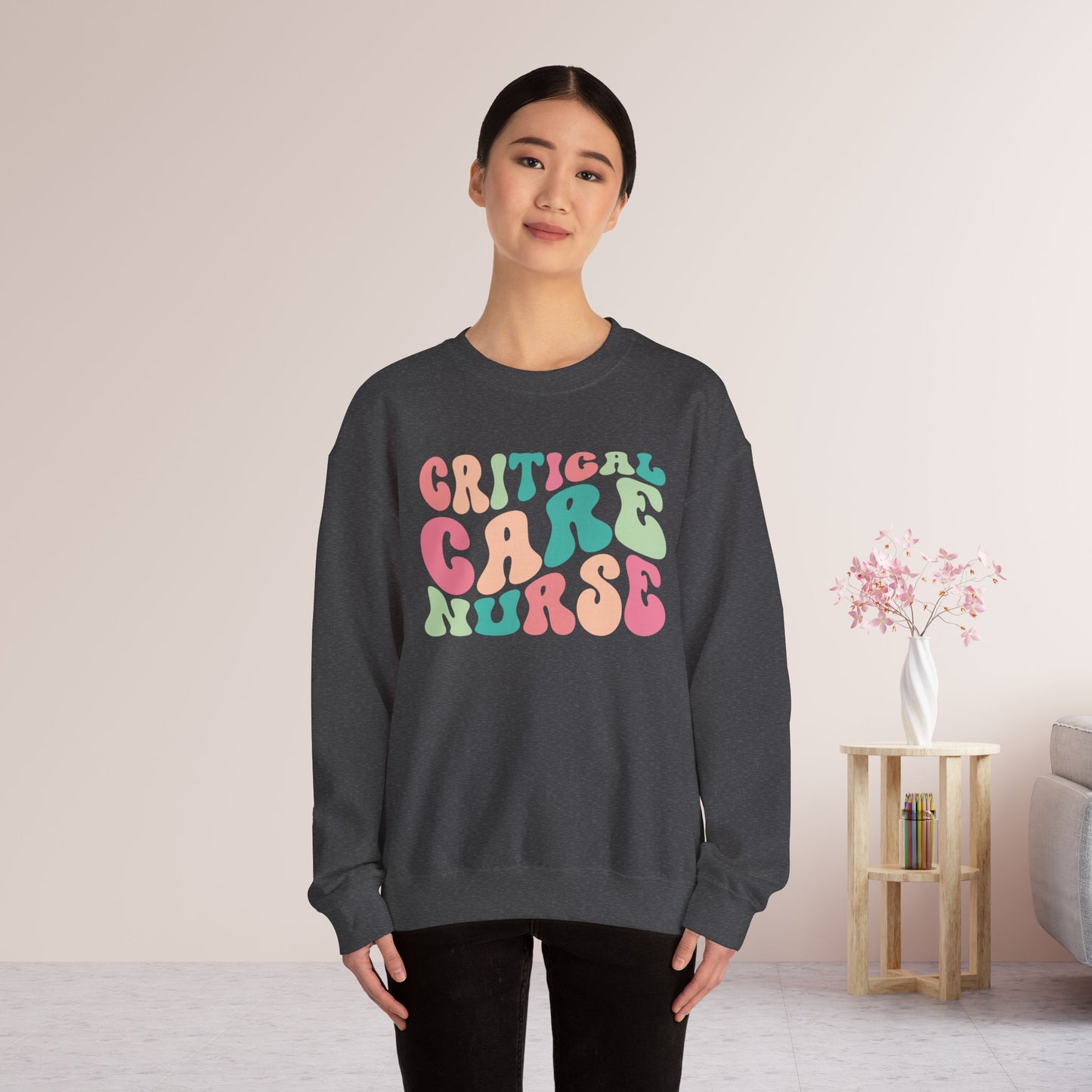 Groovy Critical Care Nurse Crewneck Sweatshirt