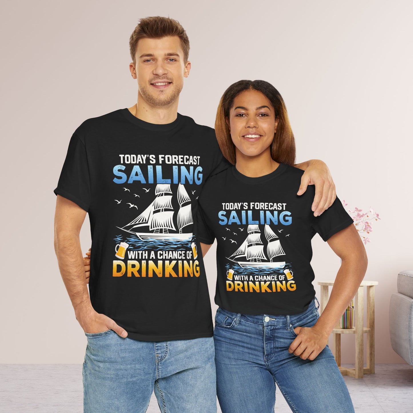 Today's Forecast Sailing T-Shirt - Funny Sailing Heavy Cotton Tee