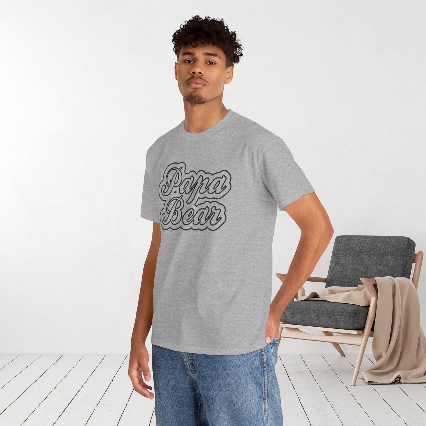 Papa Bear Heavy Cotton Tee - Gift for Dad for Father's Day