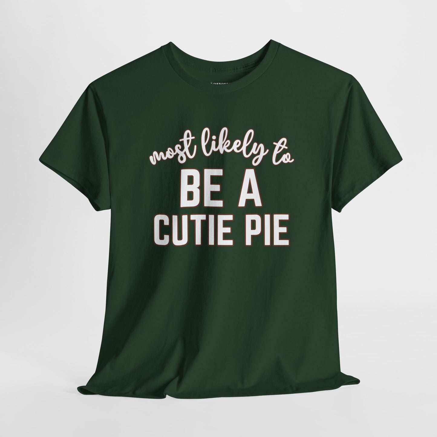 Funny Thanksgiving Shirt - Most likely to Be a Cutie Pie Heavy Cotton Tee