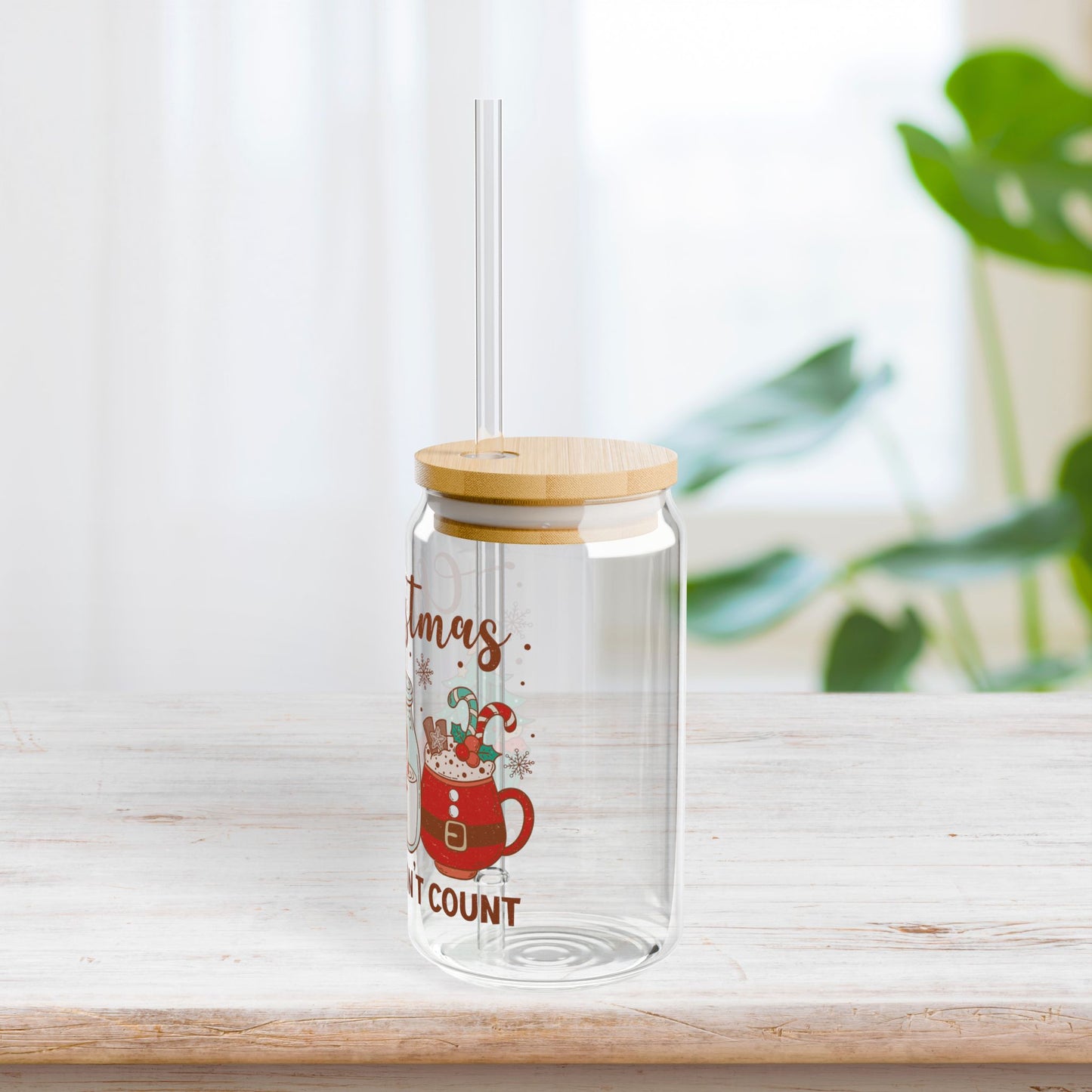 Christmas Calories Don't Count Retro Christmas Sipper Glass - Best Christmas Gift