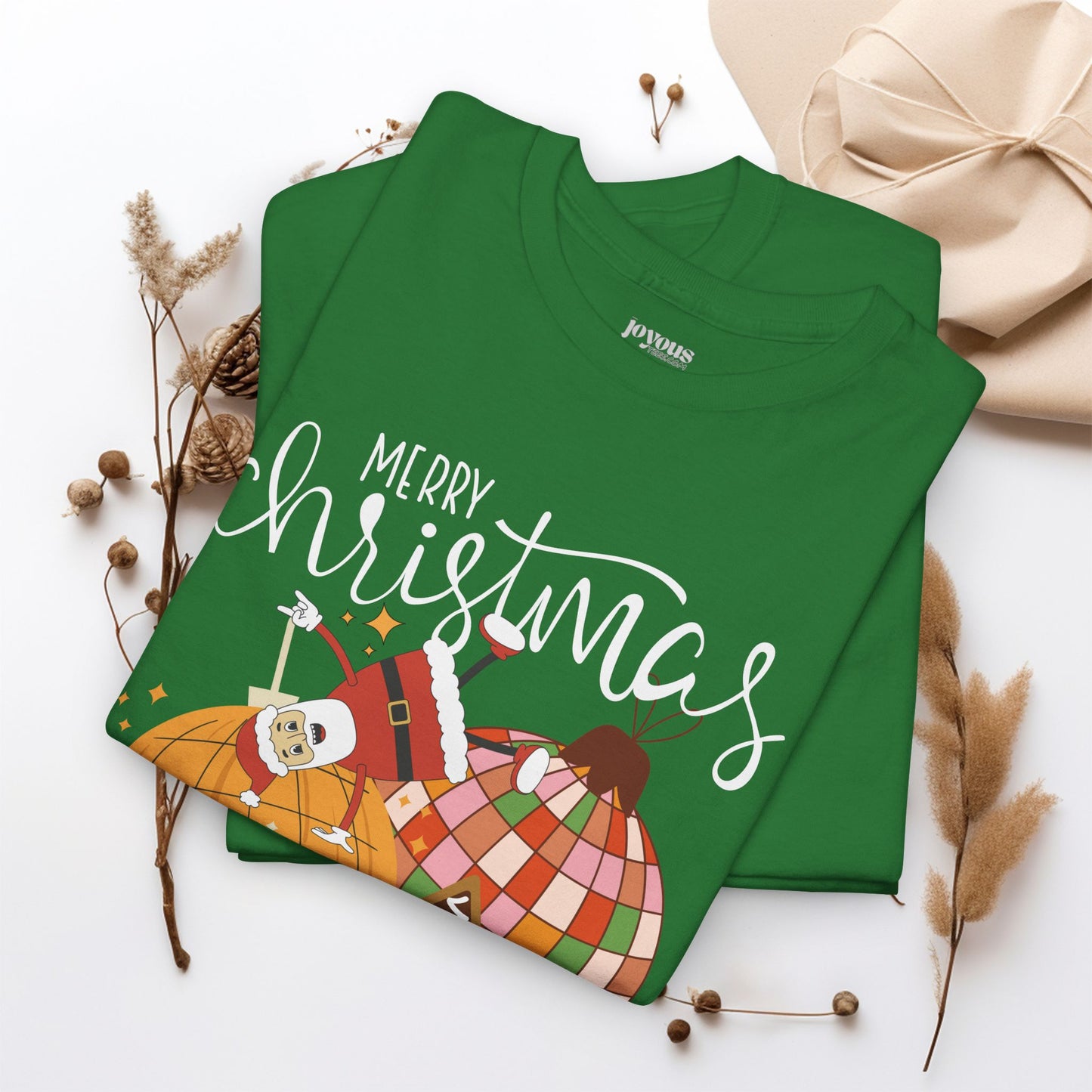 Merry Christmas Retro Ornament Shirt - Christmas Heavy Cotton Tee