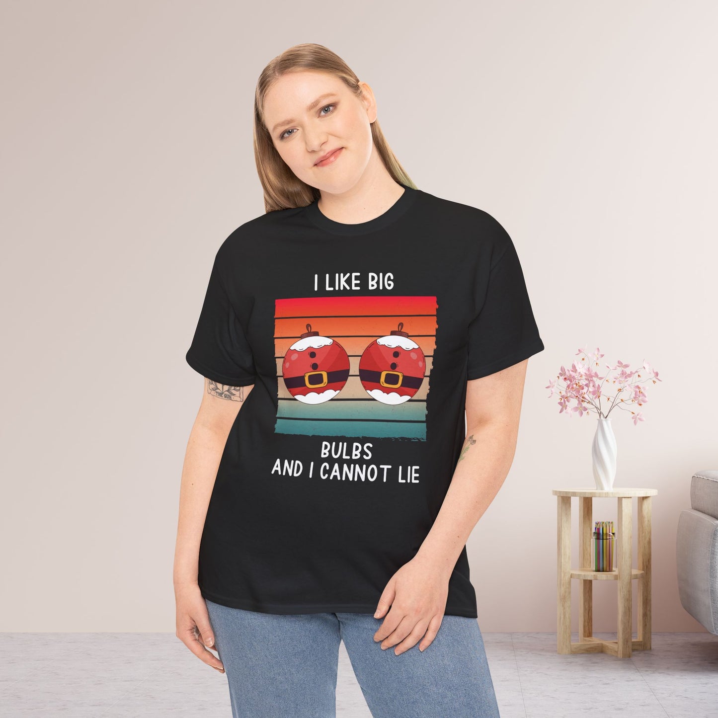 I Like Big Bulbs And I Cannot Lie Funny Christmas Shirt - Matching Family Christmas Heavy Cotton Tee