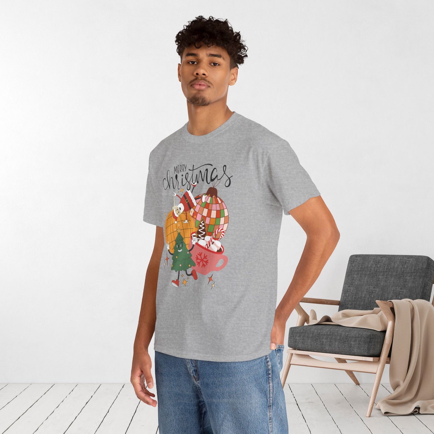 Merry Christmas Retro Ornament Shirt - Christmas Heavy Cotton Tee