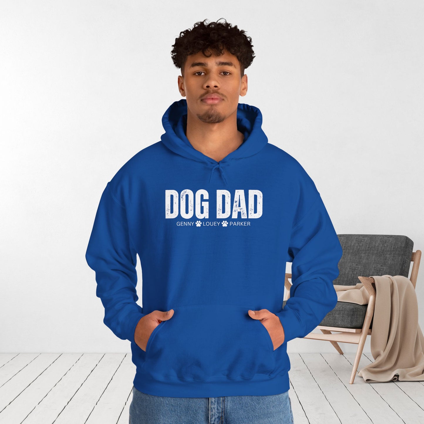 Custom Dog Dad Hoodie with Dogs Name - Personalized Gift for Dog Dad
