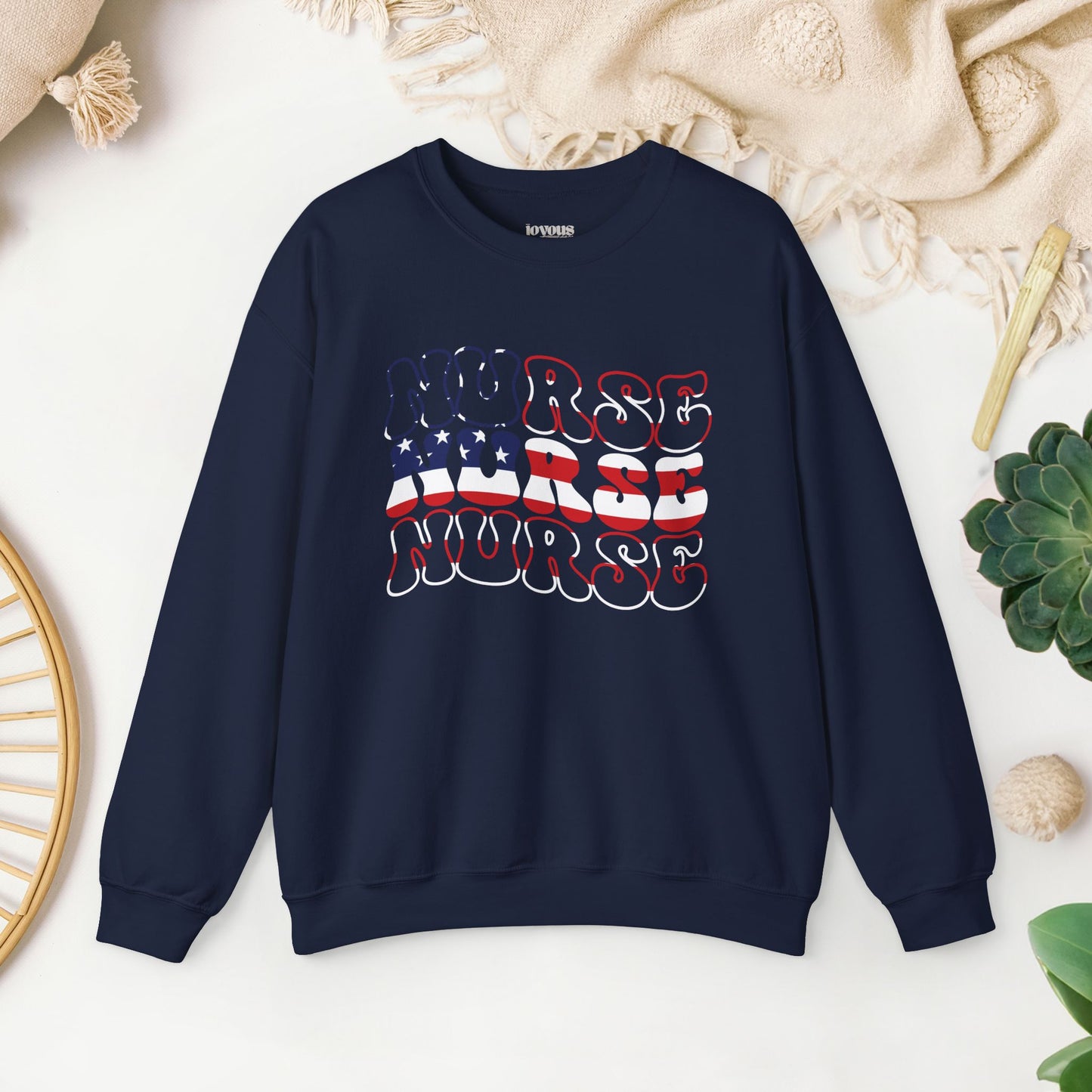 Groovy Patriotic Nurse Sweatshirt - 4th of July Nurse Sweatshirt