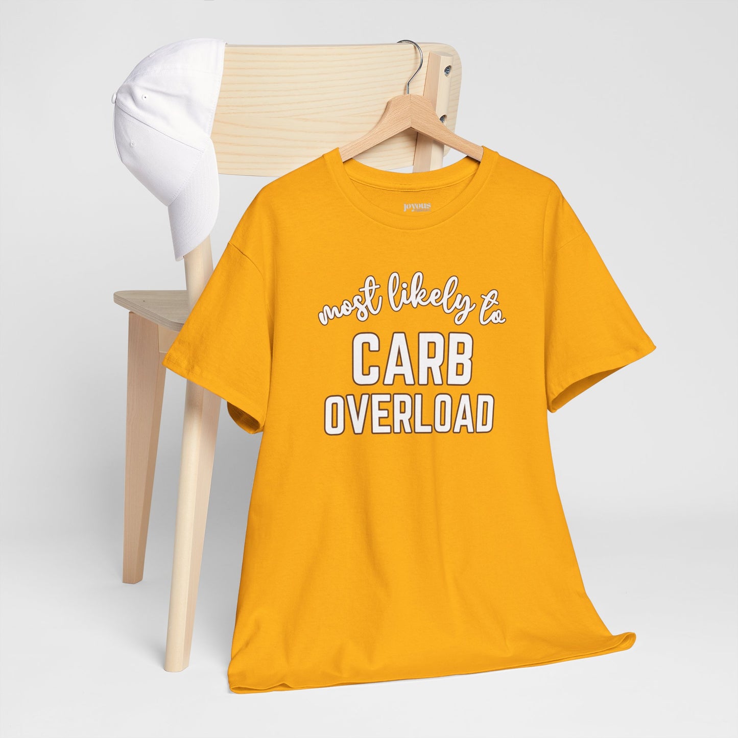 Funny Thanksgiving Shirt - Most Likely to Carb Overload Heavy Cotton Tee