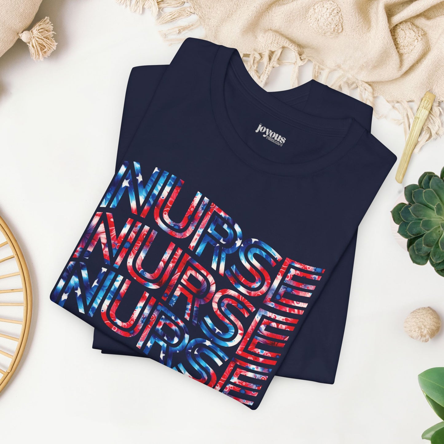 Wavy Patriotic Nurse Shirt - 4th of July Nurse Soft Cotton Tee