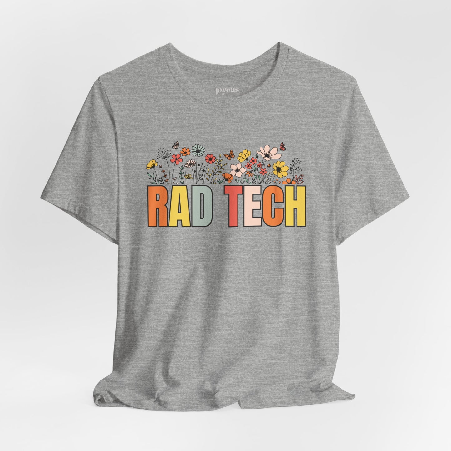 Rad Tech Soft Cotton Tee with Spring Flowers for Radiology Technician