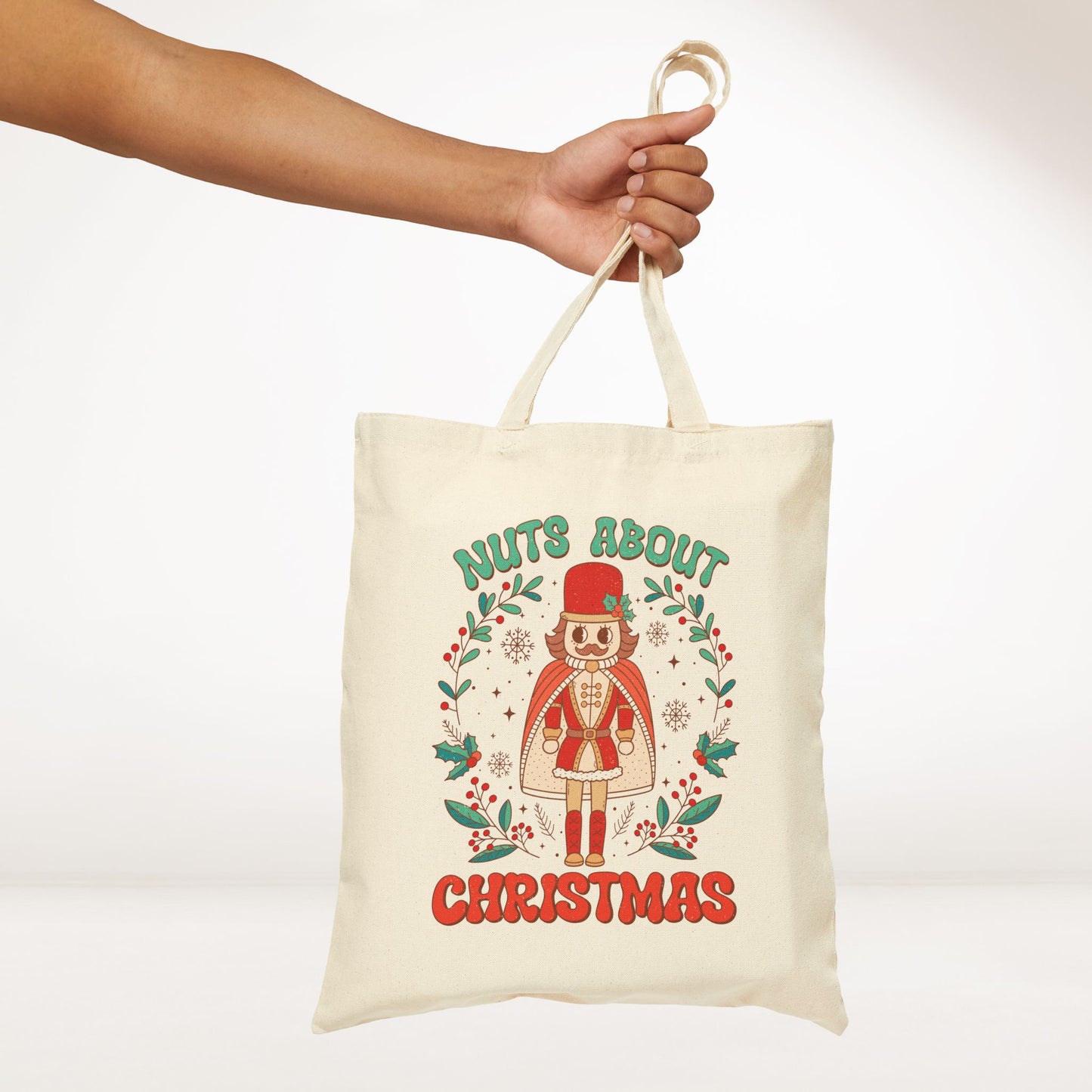 Nuts About Christmas Retro Christmas Canvas Tote Bag - Best Christmas Gift