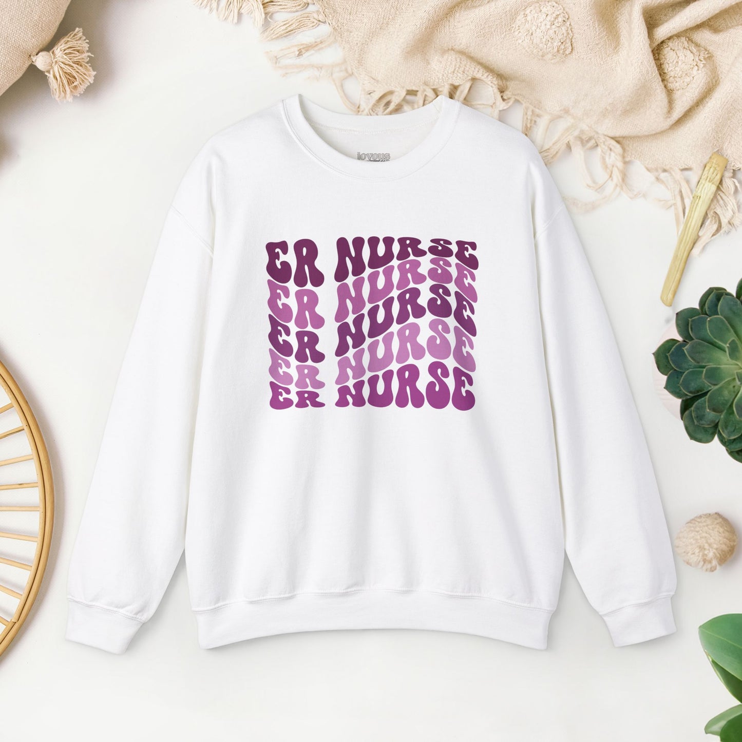 Groovy Purple ER Nurse Sweatshirt - Emergency Nurse Sweatshirt