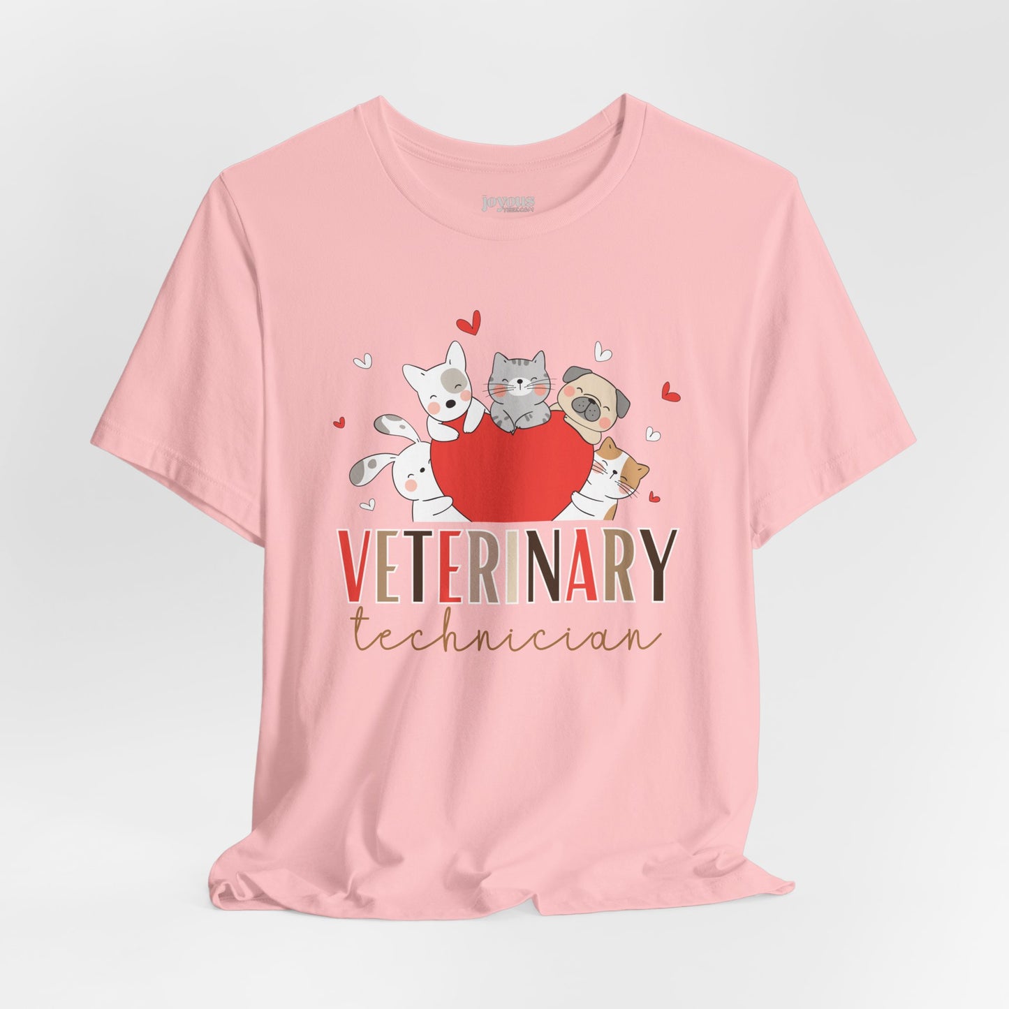 Cute Veterinary Technician Soft Cotton Tee with Dogs and Cats for VET Technician