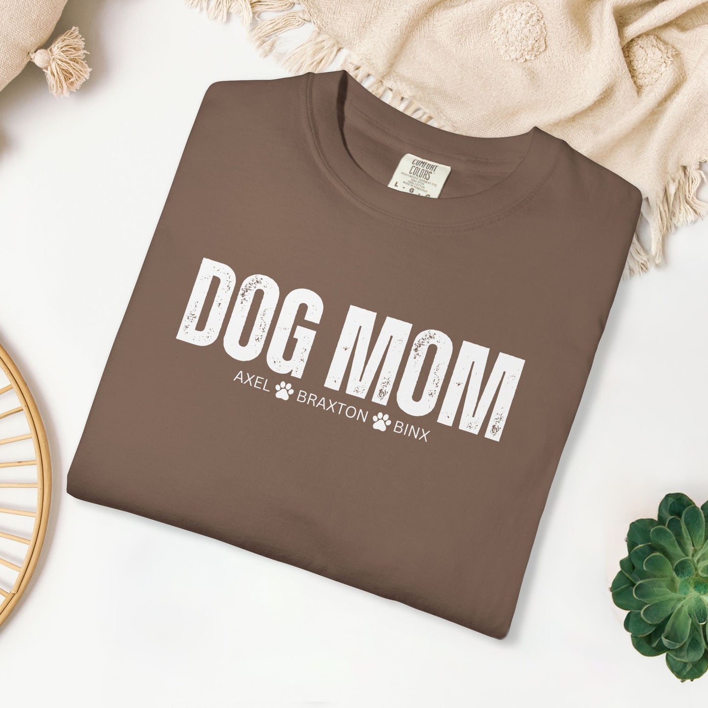 Custom Dog Mom Comfort Colors Shirt with Dogs Name - Personalized Dog Lover Gift