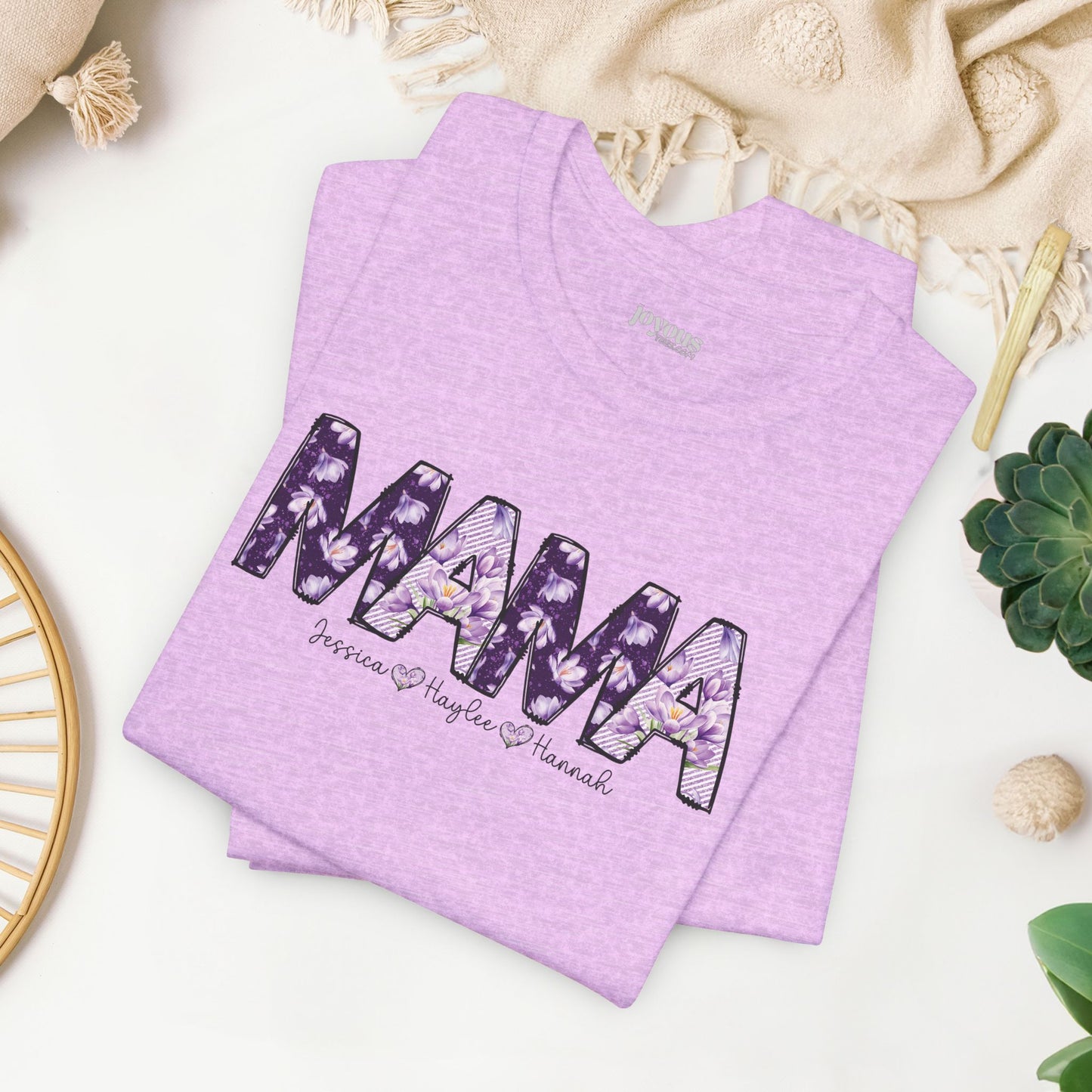 Custom Mama Soft Cotton Tee with Kids Names - Personalized Gift for Mom