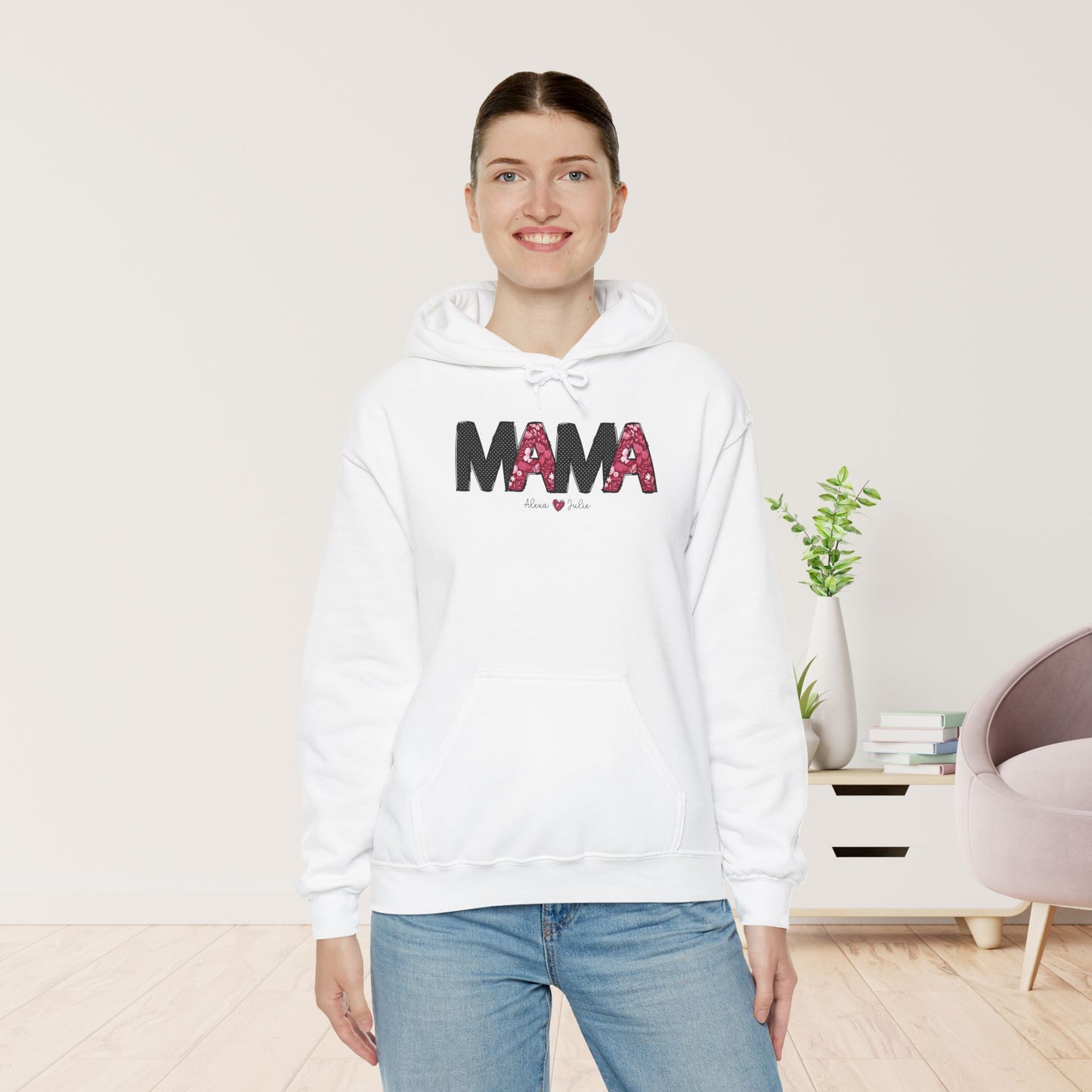 Custom Mama Hoodie with Kids Name - Personalized Gift for Mom