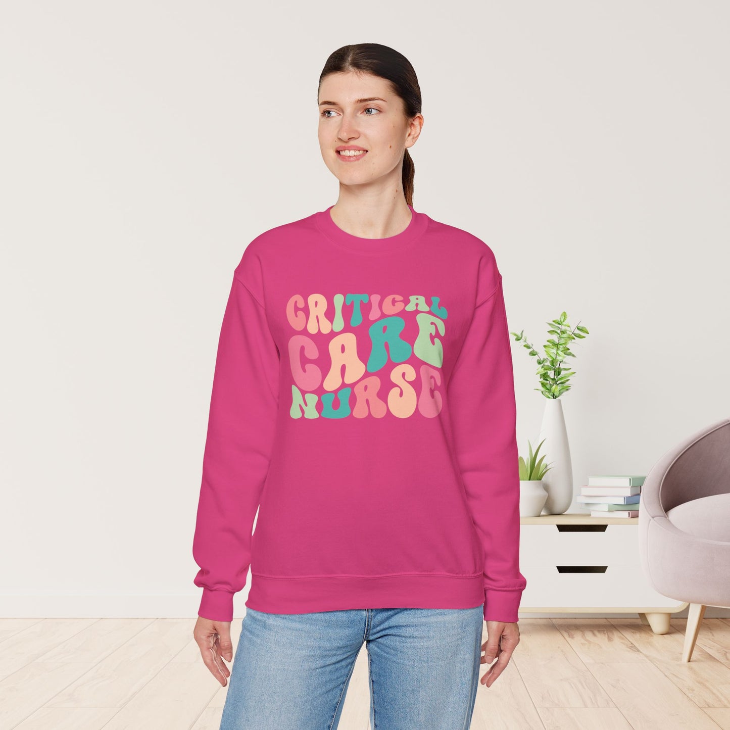 Groovy Critical Care Nurse Crewneck Sweatshirt