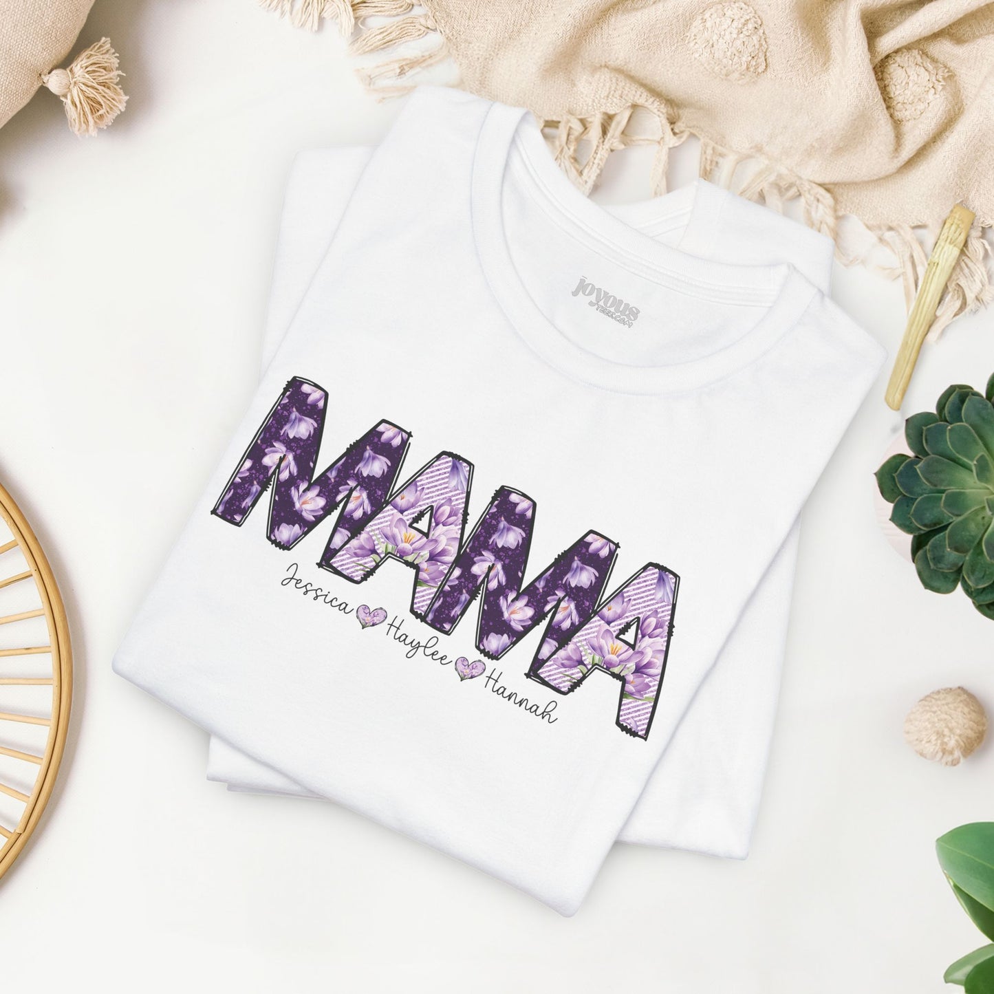 Custom Mama Soft Cotton Tee with Kids Names - Personalized Gift for Mom