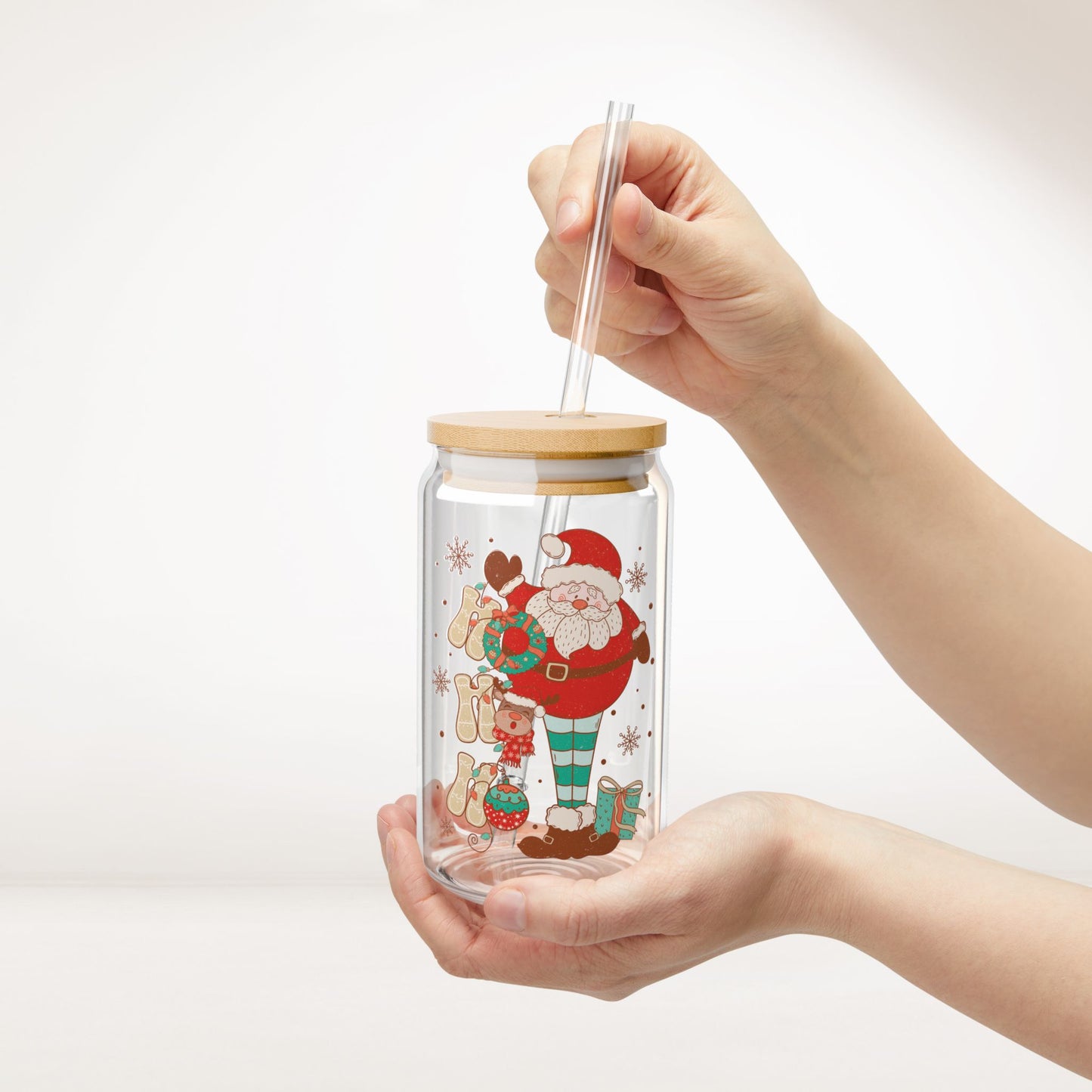 Ho Ho Ho Retro Christmas Sipper Glass - Best Christmas Gift