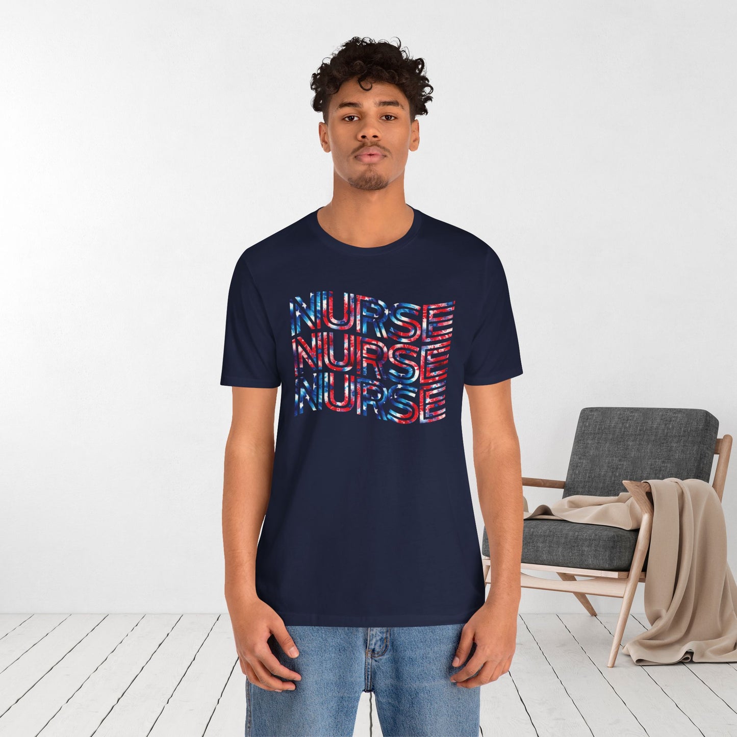 Wavy Patriotic Nurse Shirt - 4th of July Nurse Soft Cotton Tee