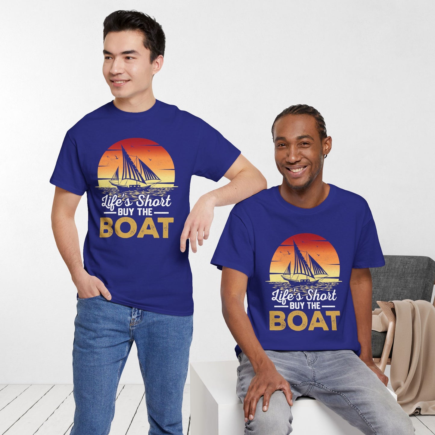 Life's Short Buy the Boat T-Shirt - Funny Sailing Heavy Cotton Tee