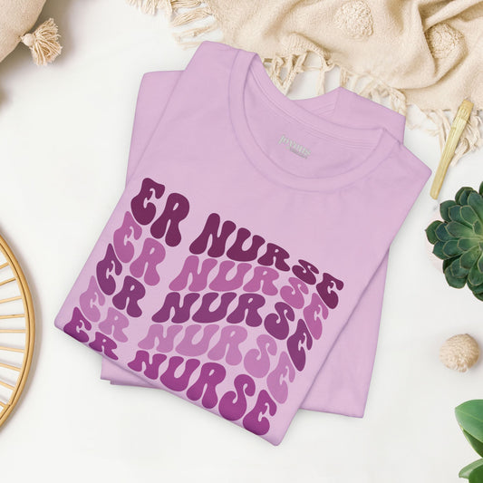 Groovy Purple ER Nurse Shirt - Emergency Nurse Soft Cotton Tee