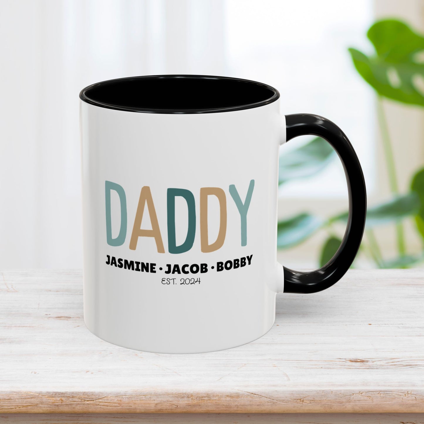 Personalized Daddy Coffee Mug with Kids Names - Custom Dad Gifts for Father's Day