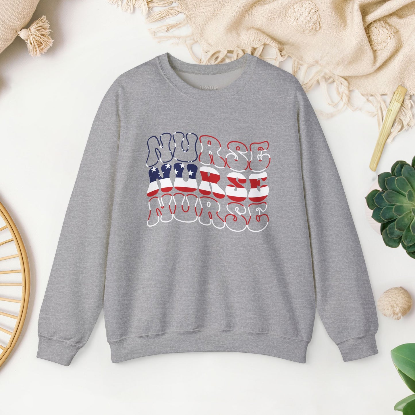 Groovy Patriotic Nurse Sweatshirt - 4th of July Nurse Sweatshirt