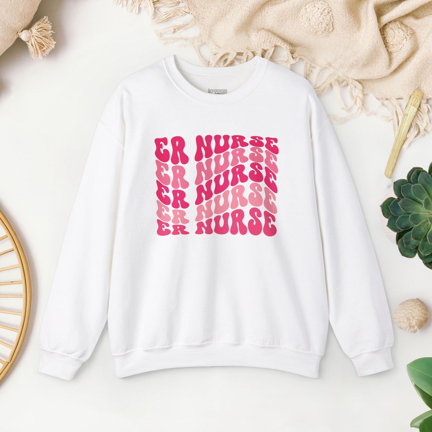 Groovy Pink ER Nurse Sweatshirt - Emergency Nurse Pullover