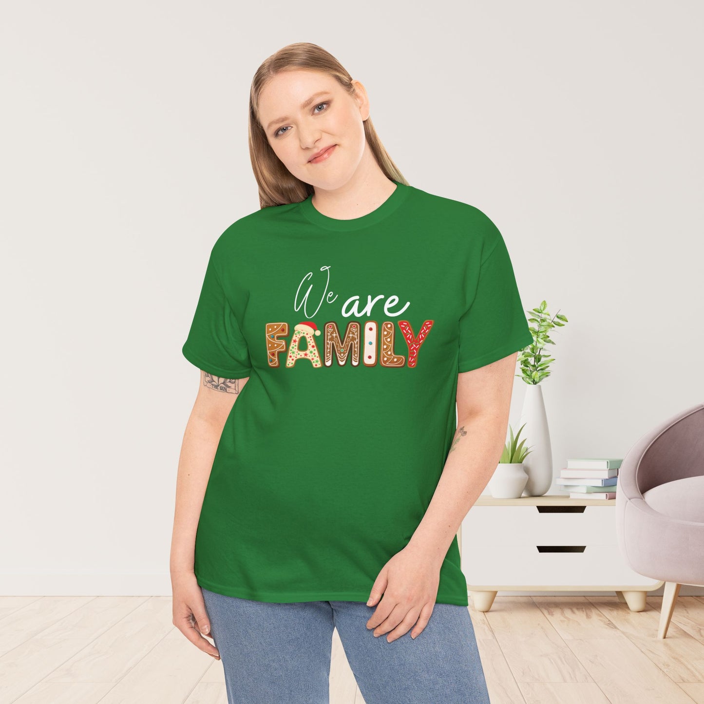 We Are Family Christmas Cookie Heavy Cotton Tee - Christmas Pajama Shirt