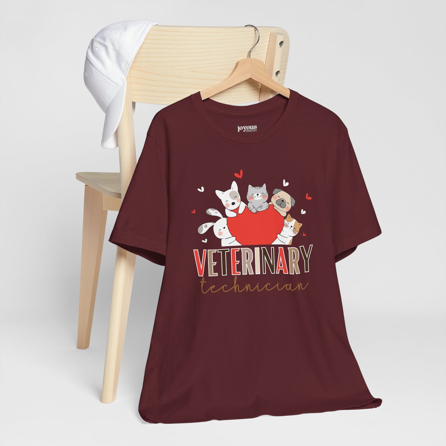 Cute Veterinary Technician Soft Cotton Tee with Dogs and Cats for VET Technician