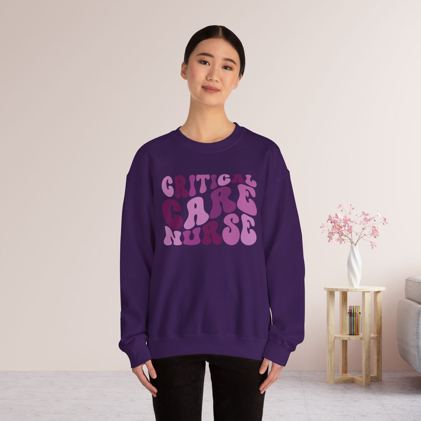 Groovy Purple Critical Care Nurse Sweatshirt