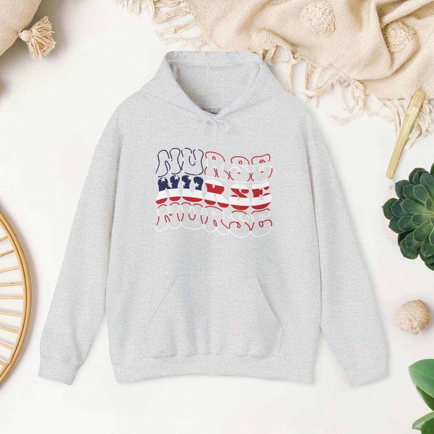 Groovy Patriotic Nurse Hoodie - 4th of July Nurse Hoodie