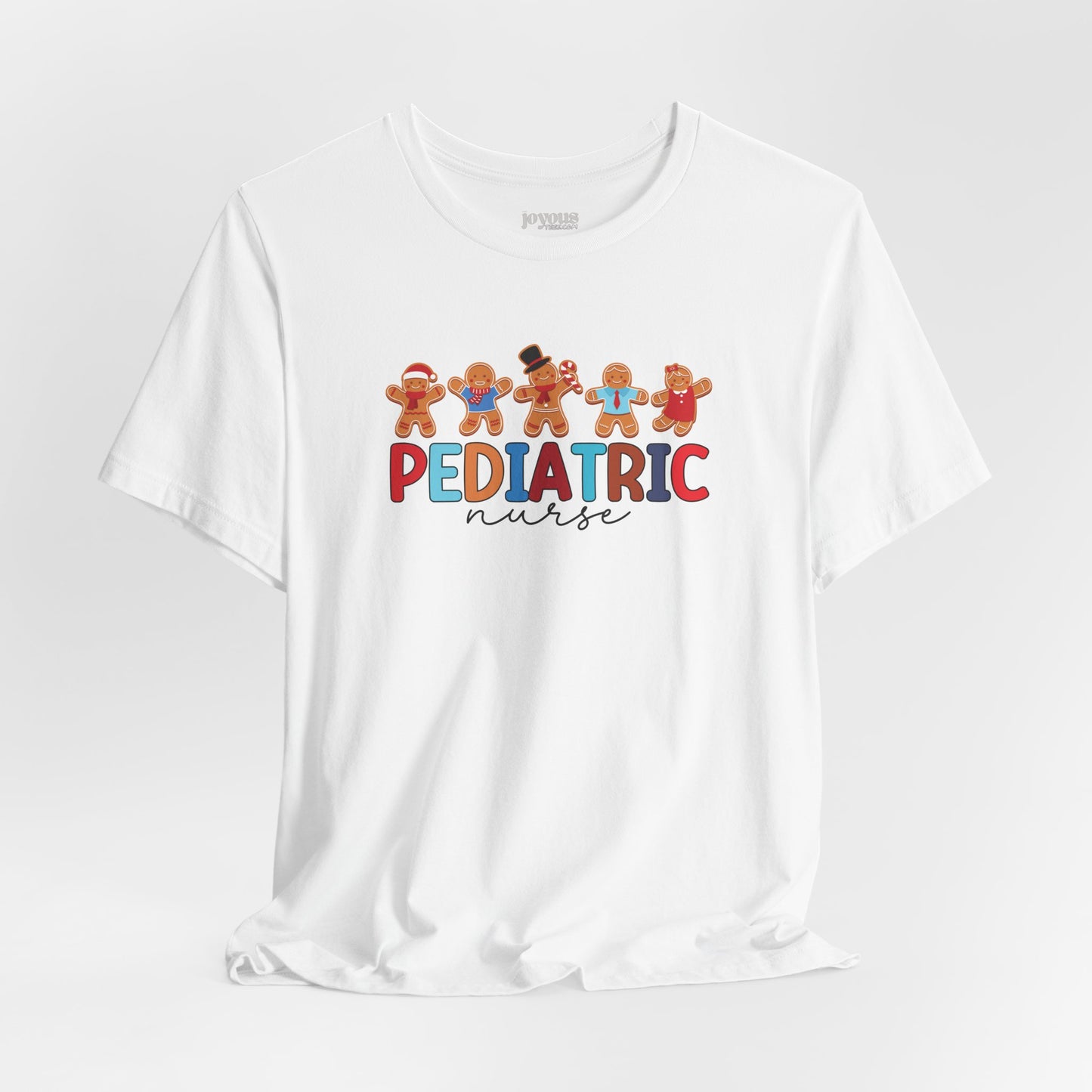 Christmas Pediatric Nurse Soft Cotton Tee with Gingerbread Men