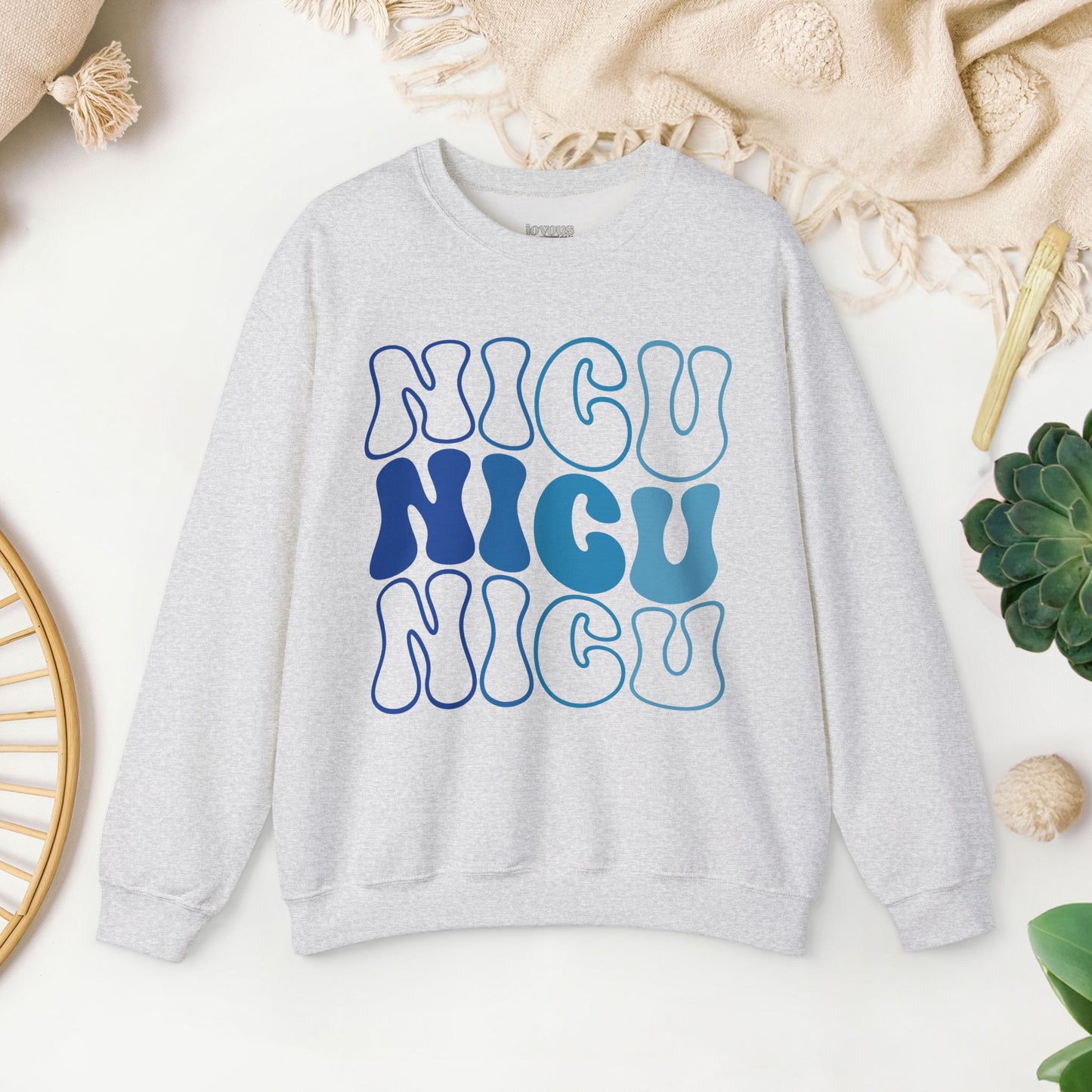 Groovy Blue NICU Sweatshirt - Neonatal ICU Nurse Sweater