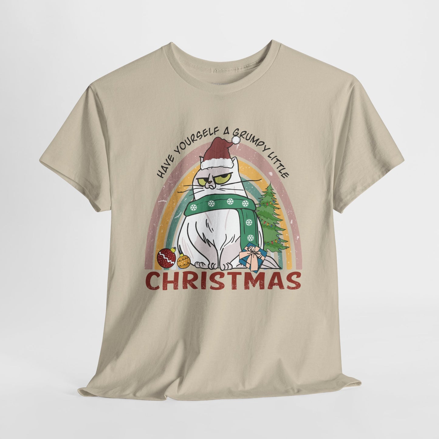 Have Yourself A Grumpy Little Christmas Funny Cat Christmas Heavy Cotton Tee - Cat Lovers Christmas Gift