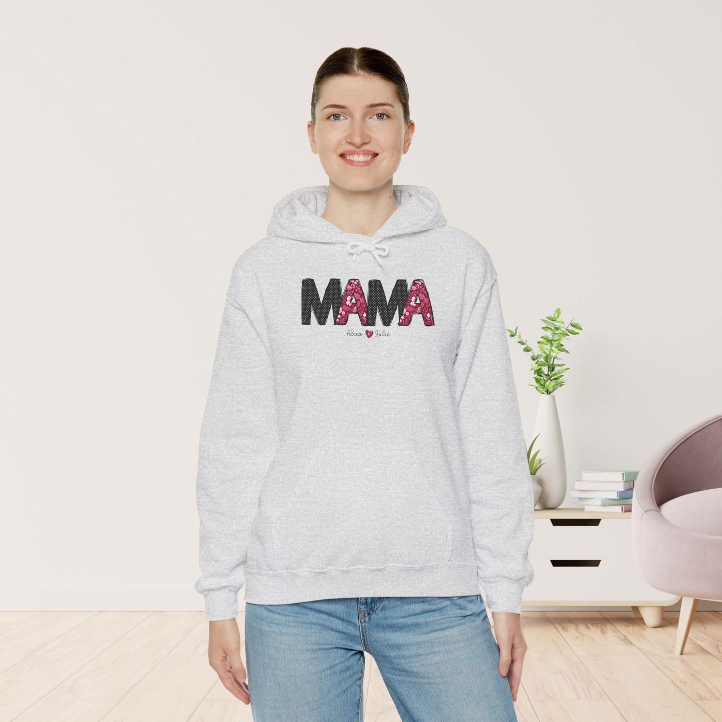 Custom Mama Hoodie with Kids Name - Personalized Gift for Mom