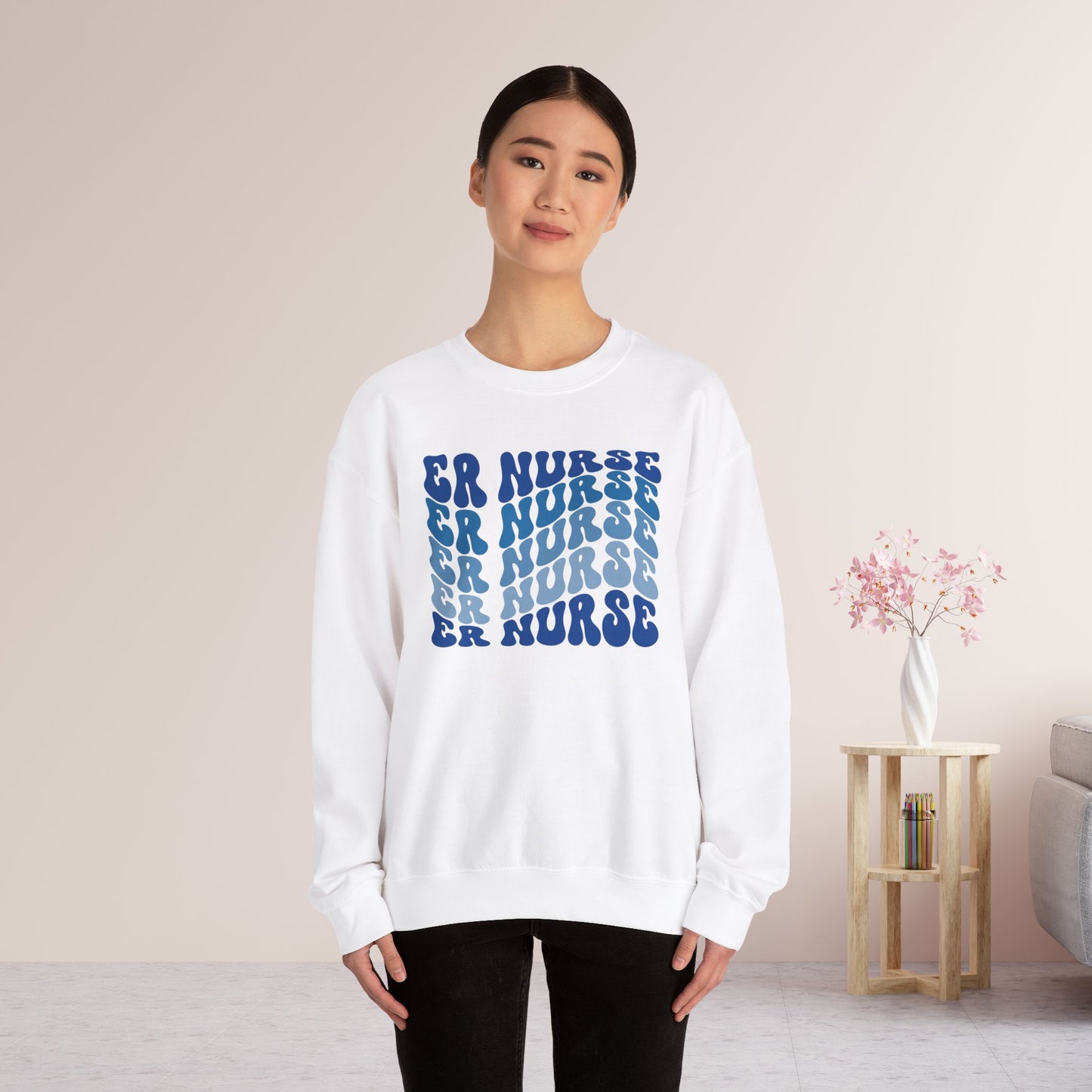 Groovy Blue ER Nurse Sweatshirt - Emergency Nurse Crewneck