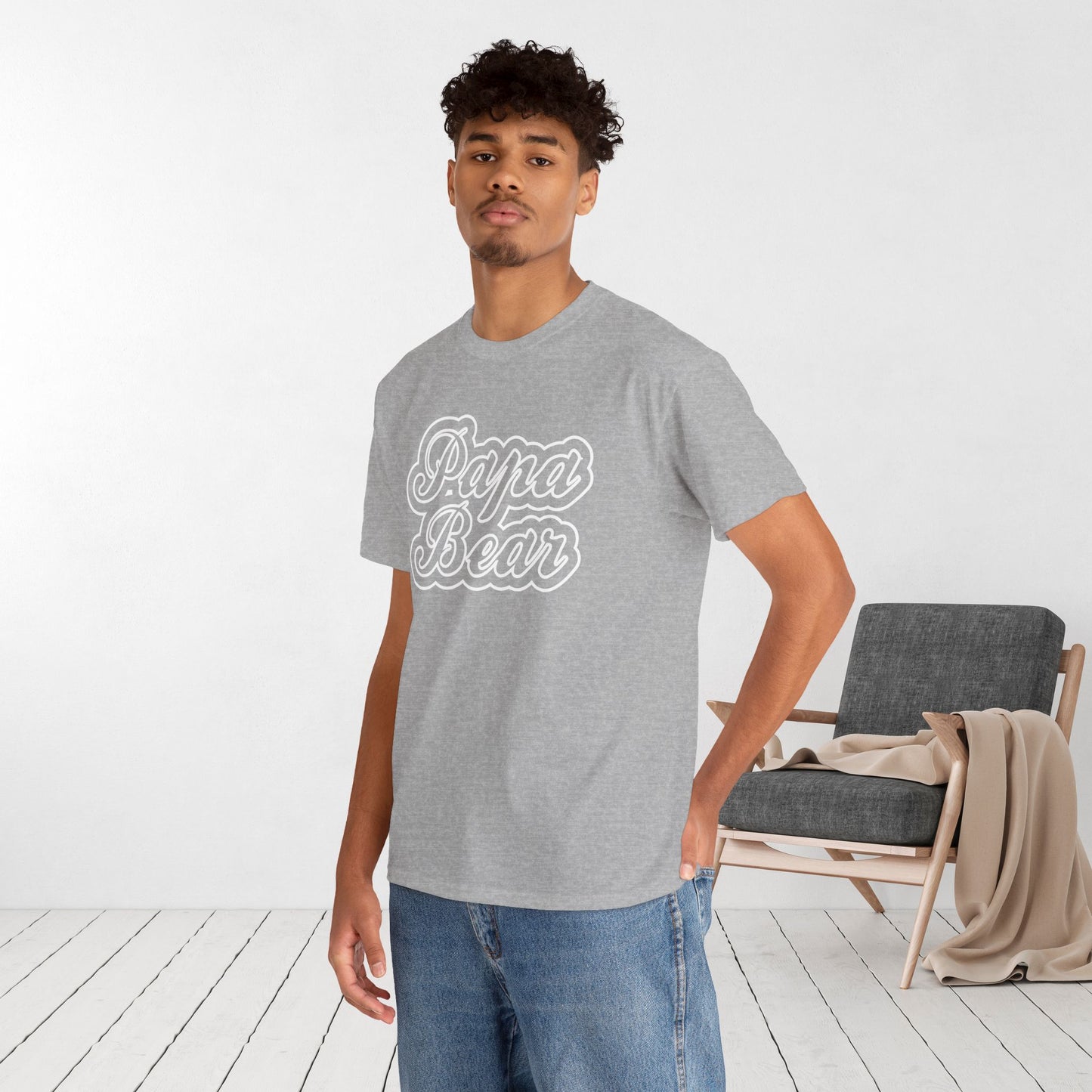 Papa Bear Heavy Cotton Tee - Gift for Dad for Father's Day